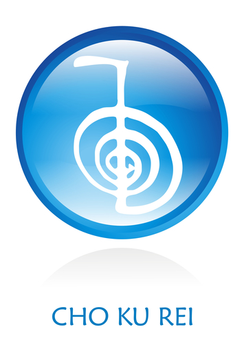 Reiki Symbol rounded with a blue circle. Vector file available.